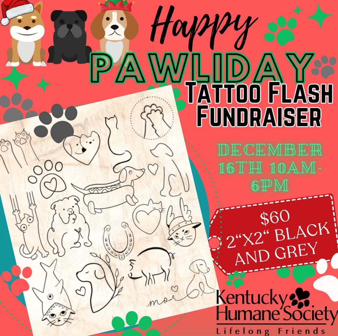 Paw-liday Tattoo Flash Fundraiser